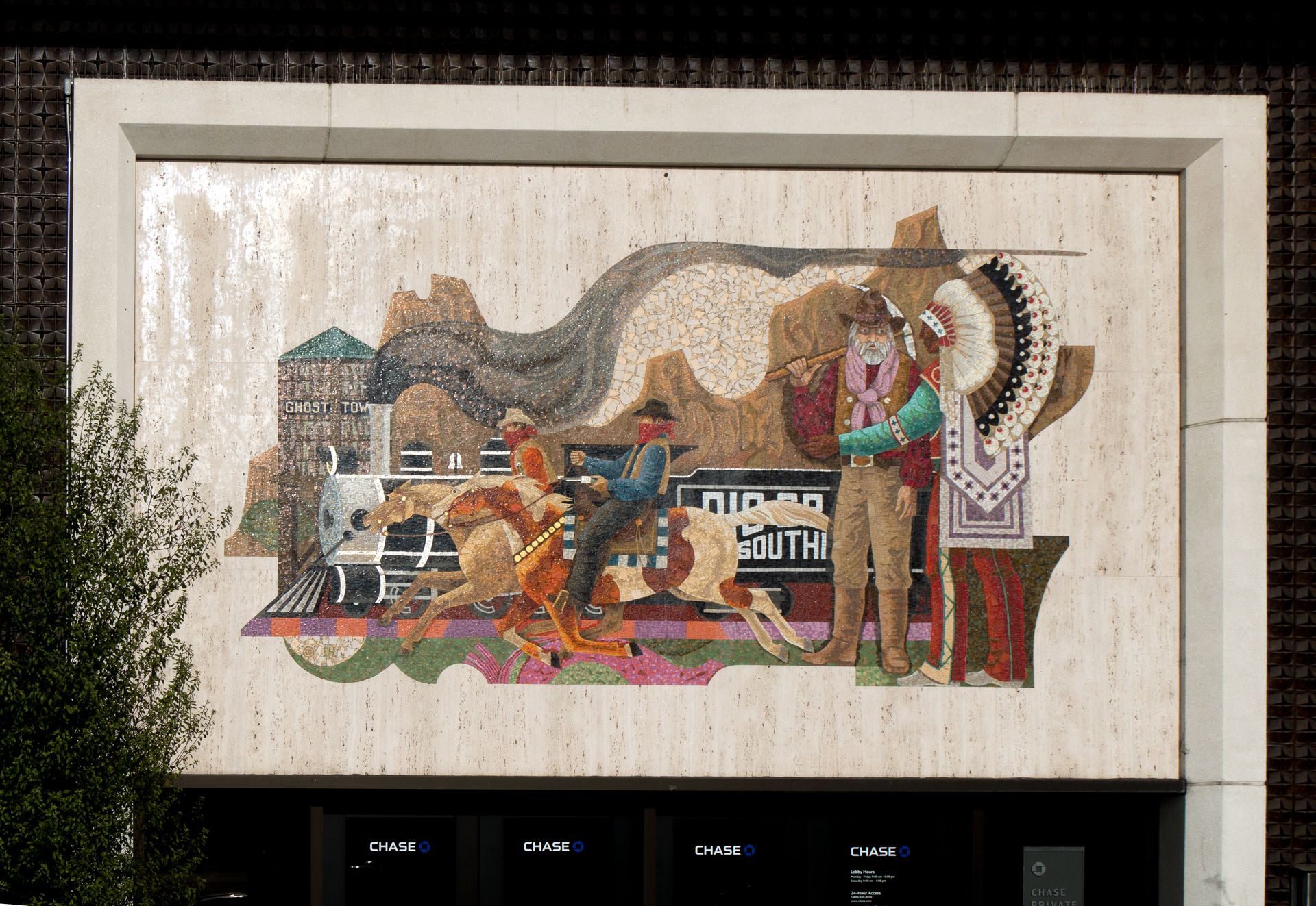 Western Theme Mosaic on Chase Bank, Buena Park, California