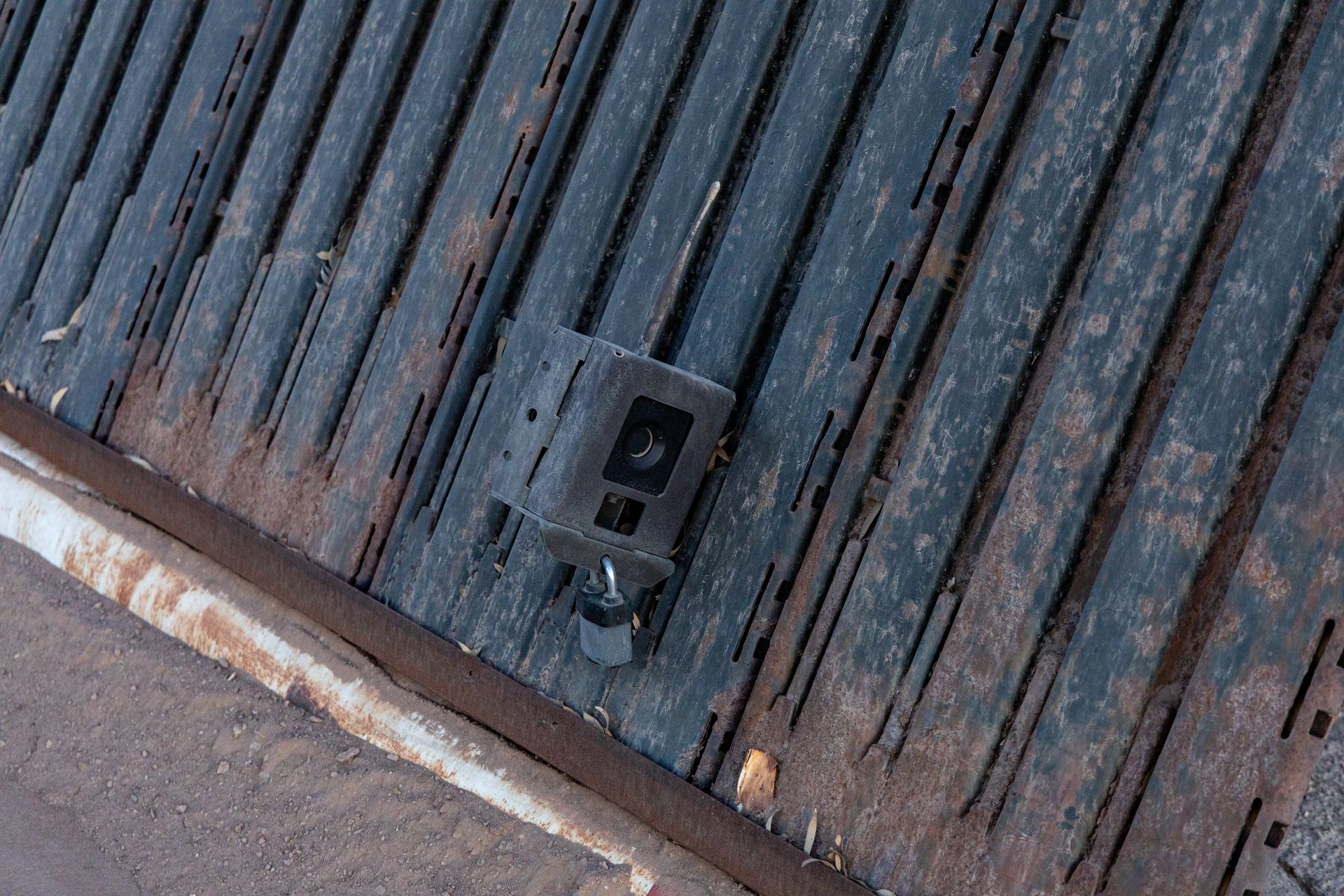 Remote Camera Affixed to Landing Mat Style Border Fencing in Calexico, California