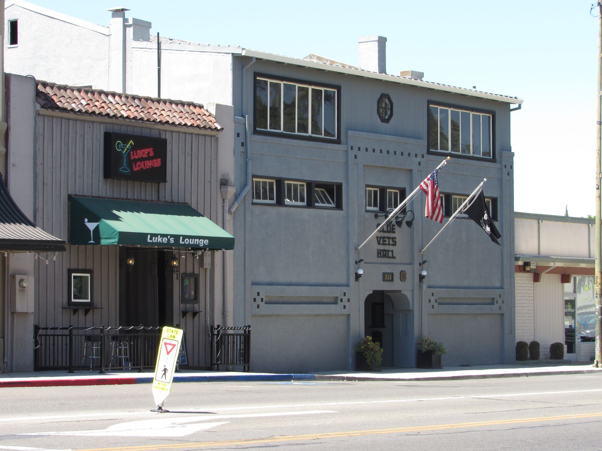 Luke's Lounge and Olde Vets Hall on First Street in downtown Dixon, California
