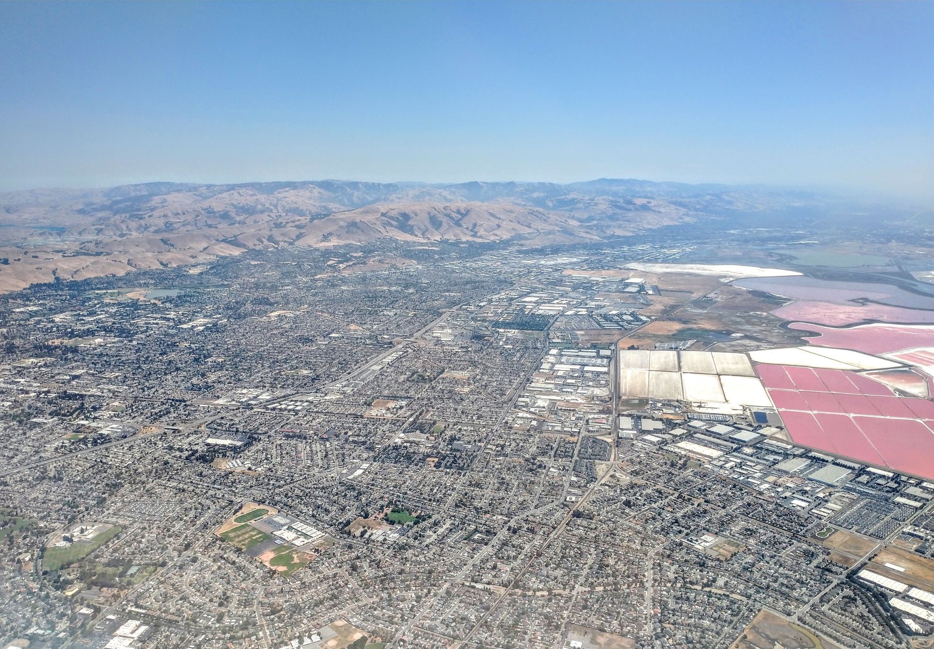 Aerial view of Fremont, California and Newark, California in
