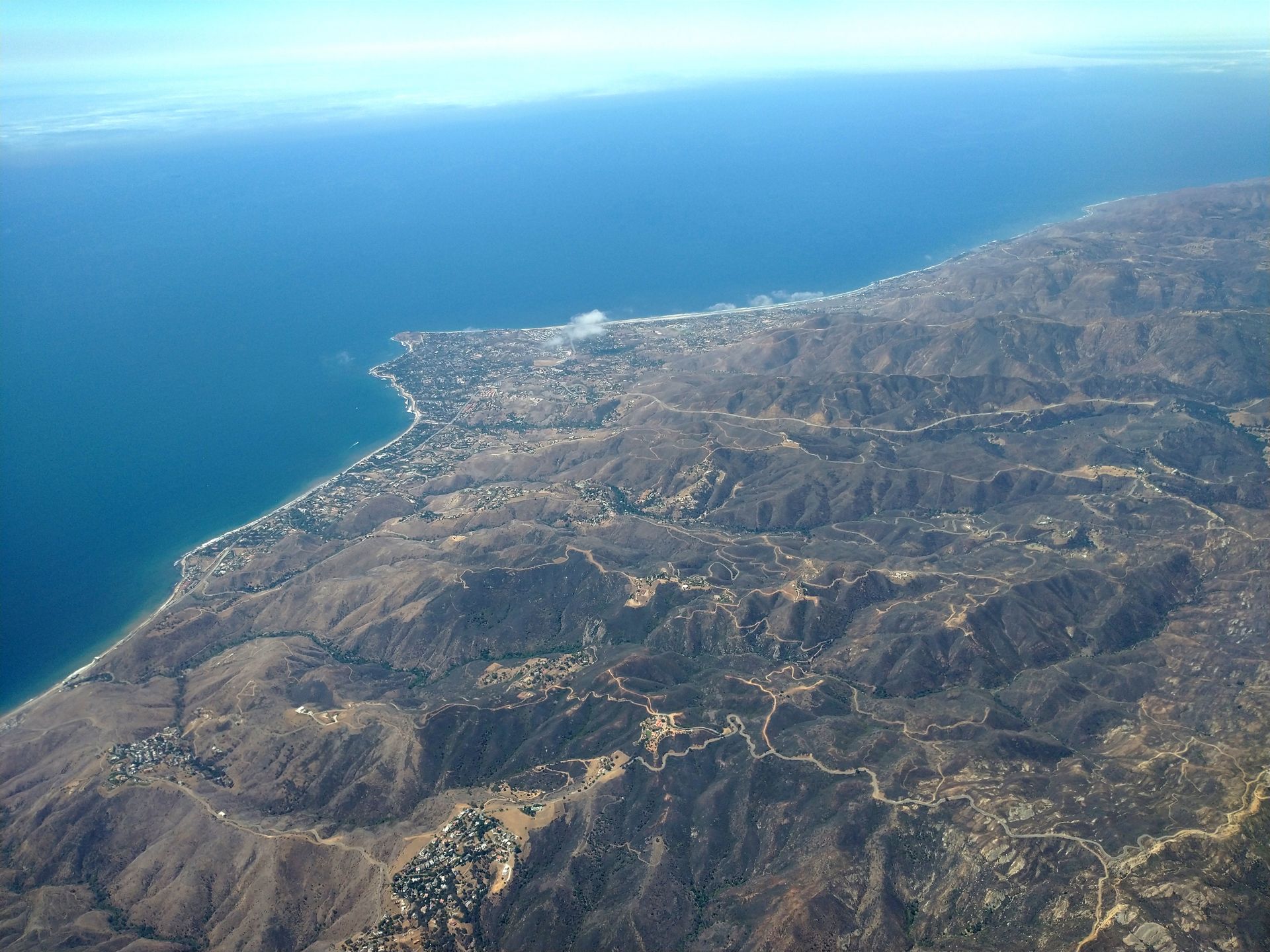 Malibu, California aerial view in July