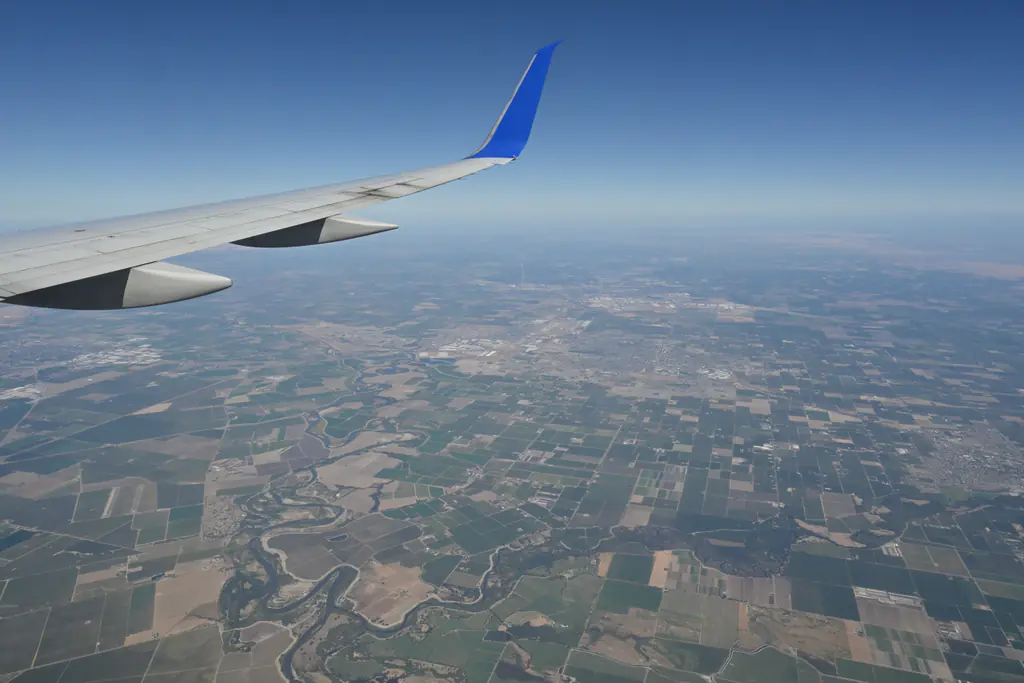 Aerial view of Manteca CA from United 757 flight