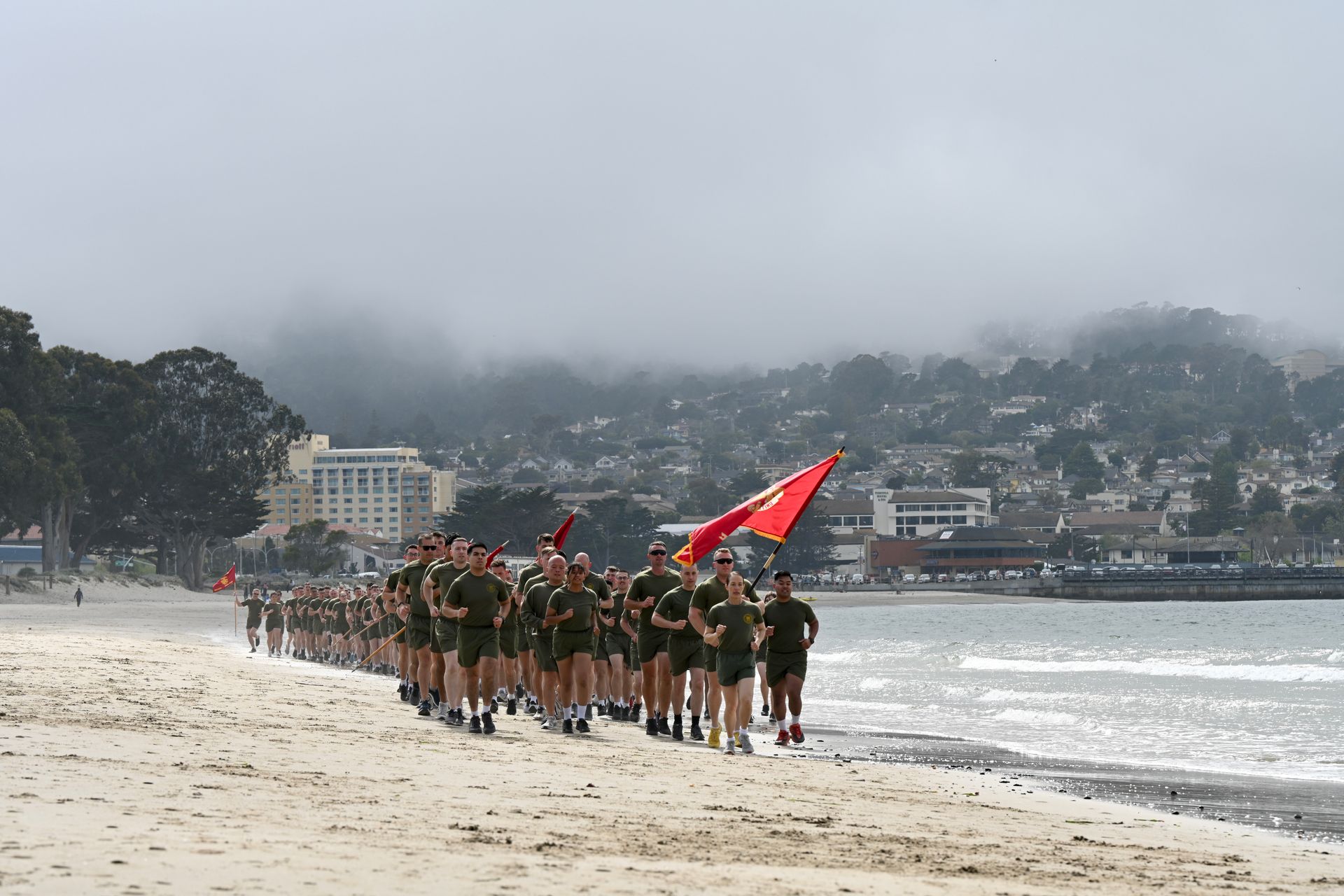 Presidio of Monterey, California Marine Corps Detachment beach run on May 17, 2023 -