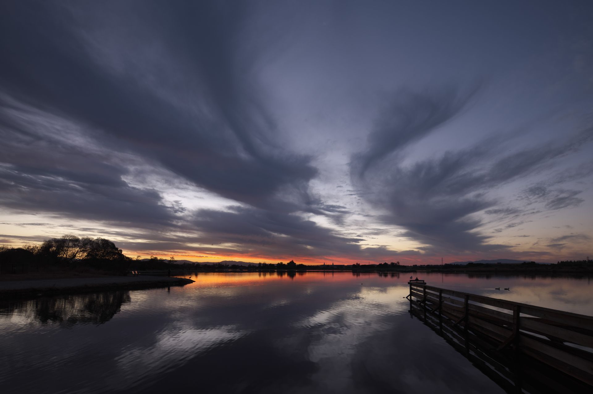 Early Lake Reflection Shoreline Park Mountain View, California