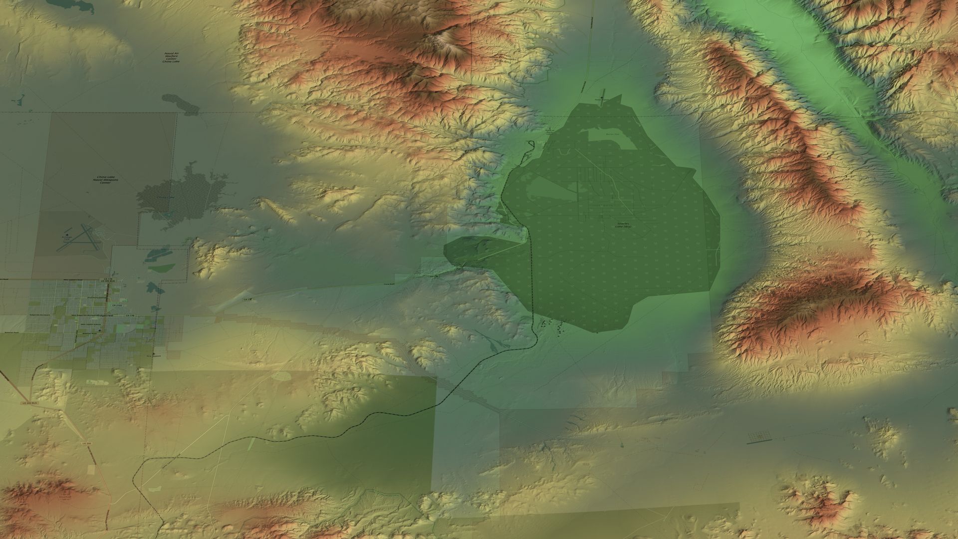 3D View of Ridgecrest and Trona, CA
