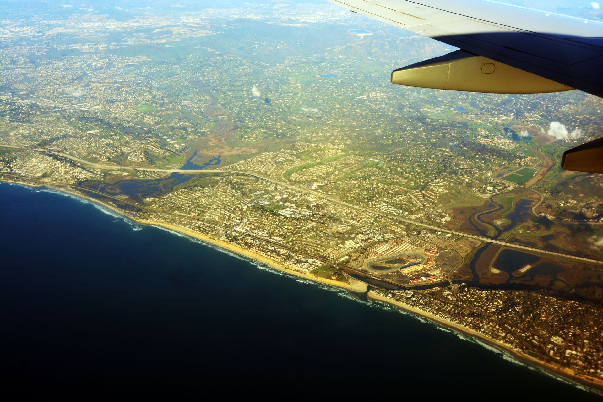 Aerial view of California Coast, looking NE around Solana Beach