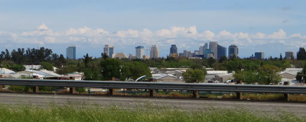 Downtown Sacramento from Interstate 80, West Sacramento, California